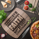 Bible Verse Hardwood Oval Cutting Board - Walk By Faith ~2 Corinthians 5-7~ Design 3