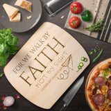 Bible Verse Hardwood Oval Cutting Board - Walk By Faith ~2 Corinthians 5-7~ Design 12