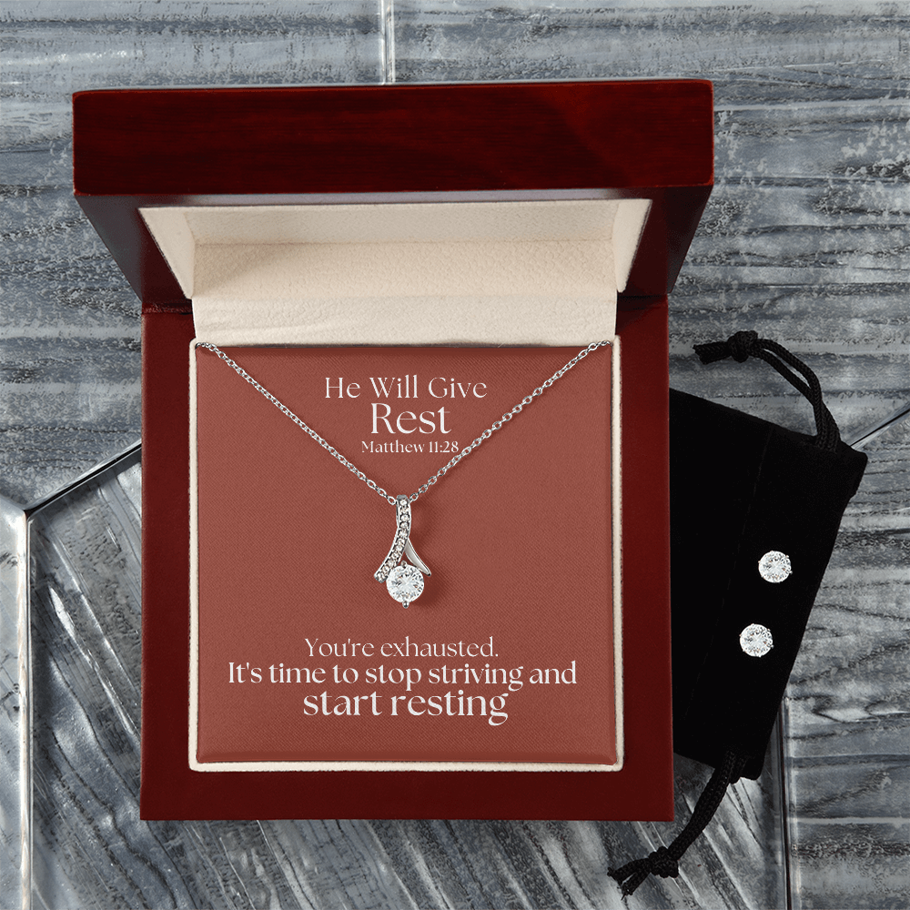 He Will Give Rest (Matthew 11:28) | Alluring Beauty Necklace & Earring Set