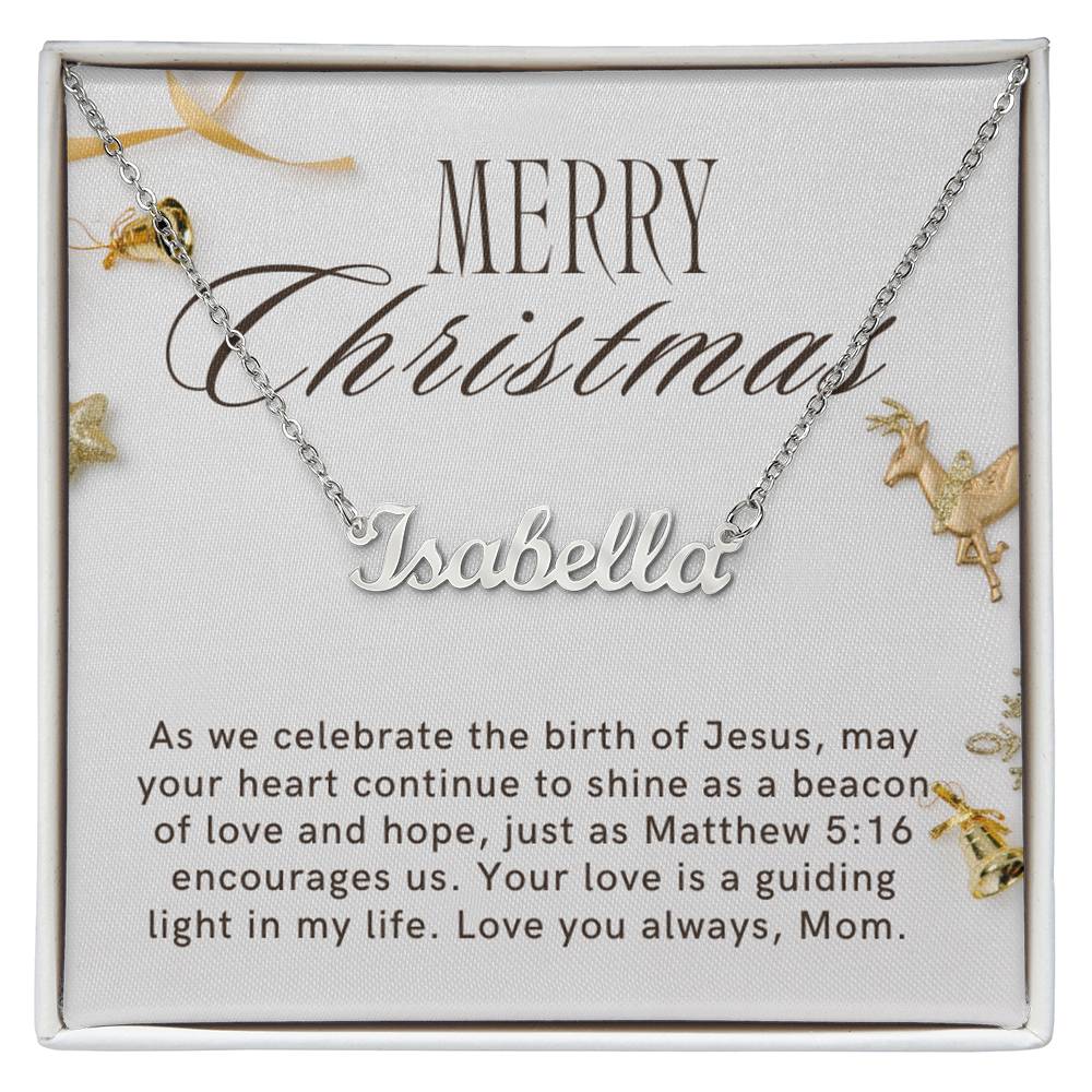 Personalised Name Necklace For Mom ~Matthew 5:16~ (Horizontal)