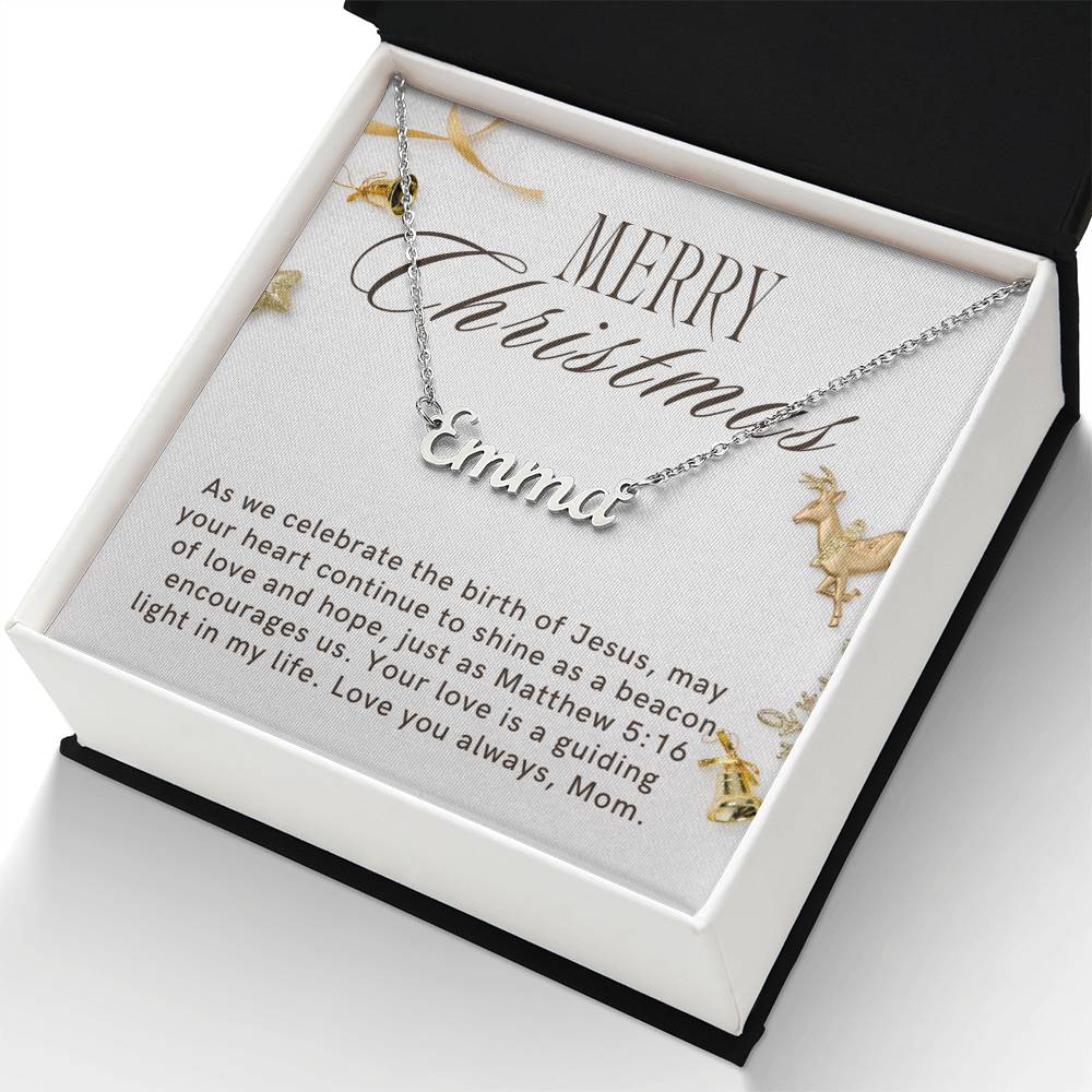 Personalised Name Necklace For Mom ~Matthew 5:16~ (Horizontal)