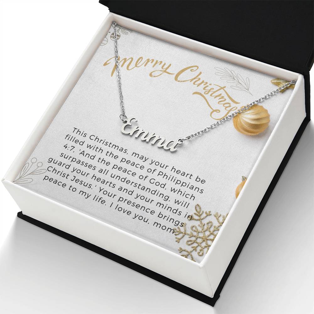 Personalised Name Necklace For Mom ~Philippians 4:7~ (Horizontal)