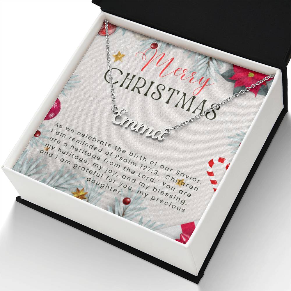 Personalised Name Necklace For Daughter ~Psalm 127:3~ (Horizontal)