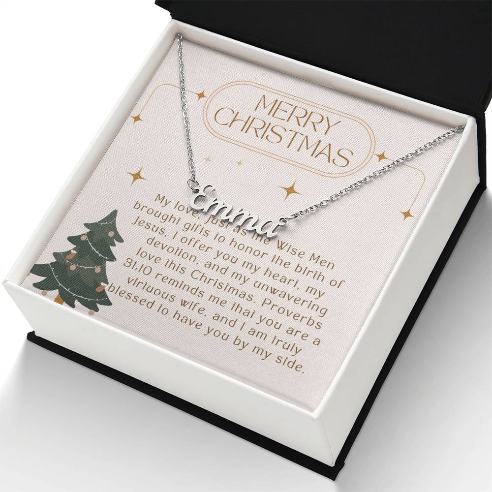 Personalised Name Necklace For Wife ~Proverbs 31:10~ (Horizontal)