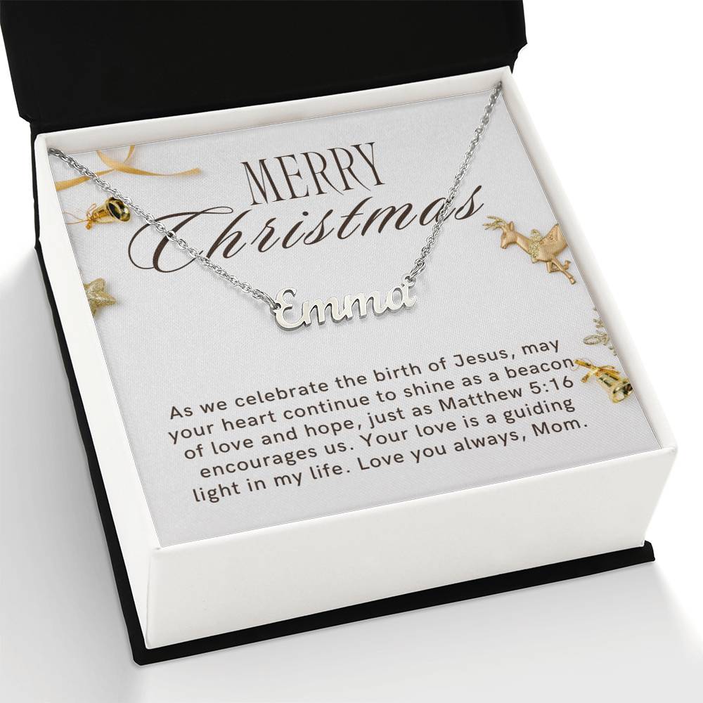 Personalised Name Necklace For Mom ~Matthew 5:16~ (Horizontal)
