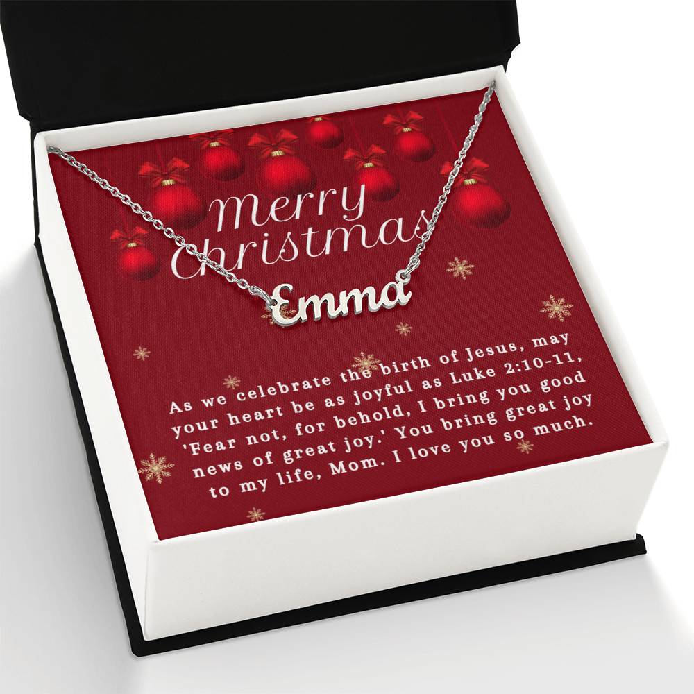 Personalised Name Necklace For Mom ~Luke 2:10-11~ (Horizontal)