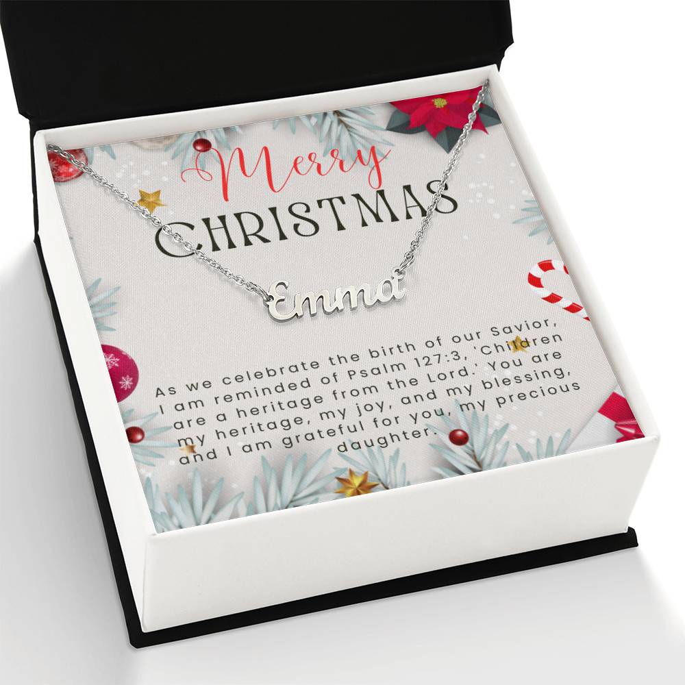 Personalised Name Necklace For Daughter ~Psalm 127:3~ (Horizontal)