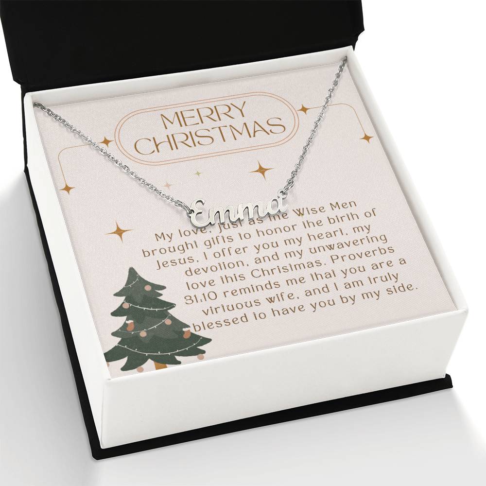 Personalised Name Necklace For Wife ~Proverbs 31:10~ (Horizontal)