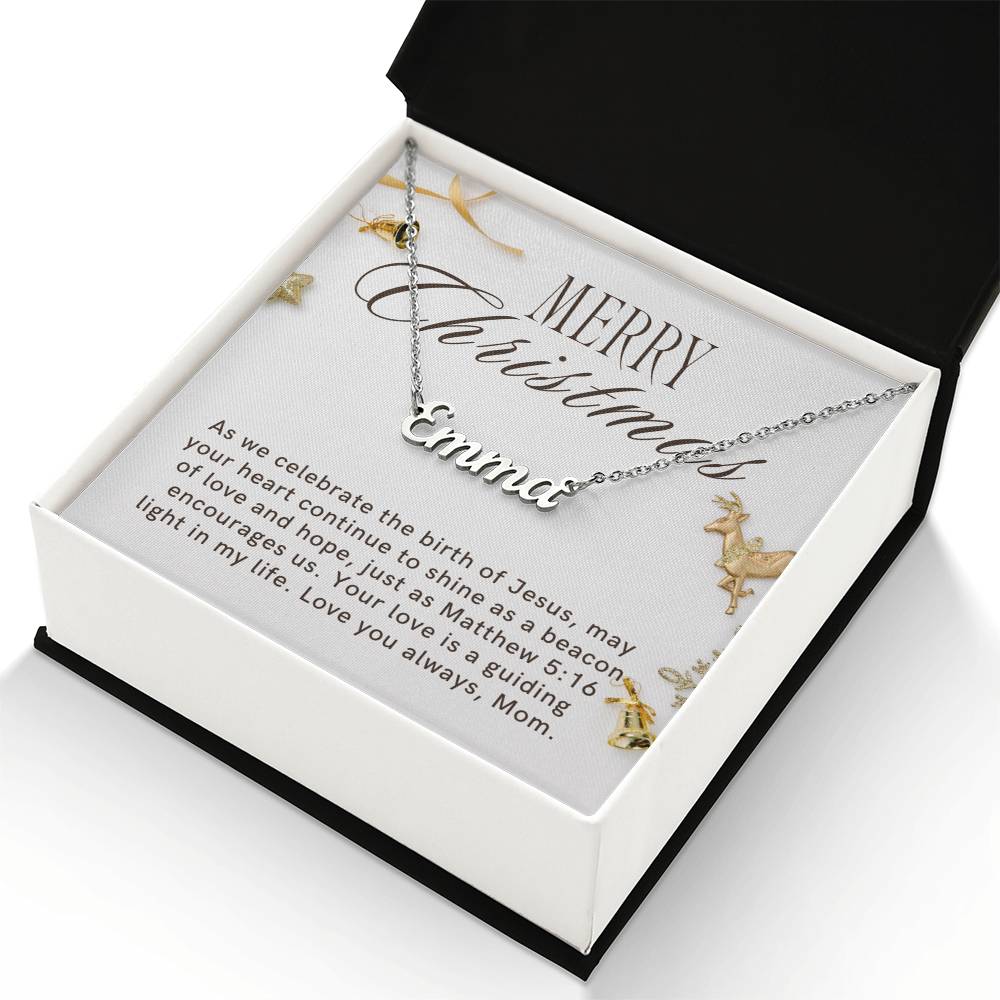 Personalised Name Necklace For Mom ~Matthew 5:16~ (Horizontal)