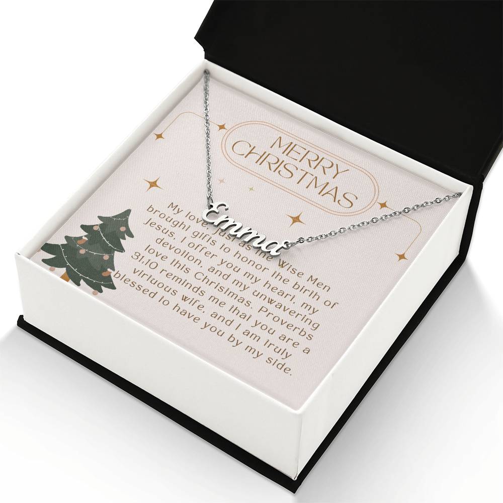 Personalised Name Necklace For Wife ~Proverbs 31:10~ (Horizontal)