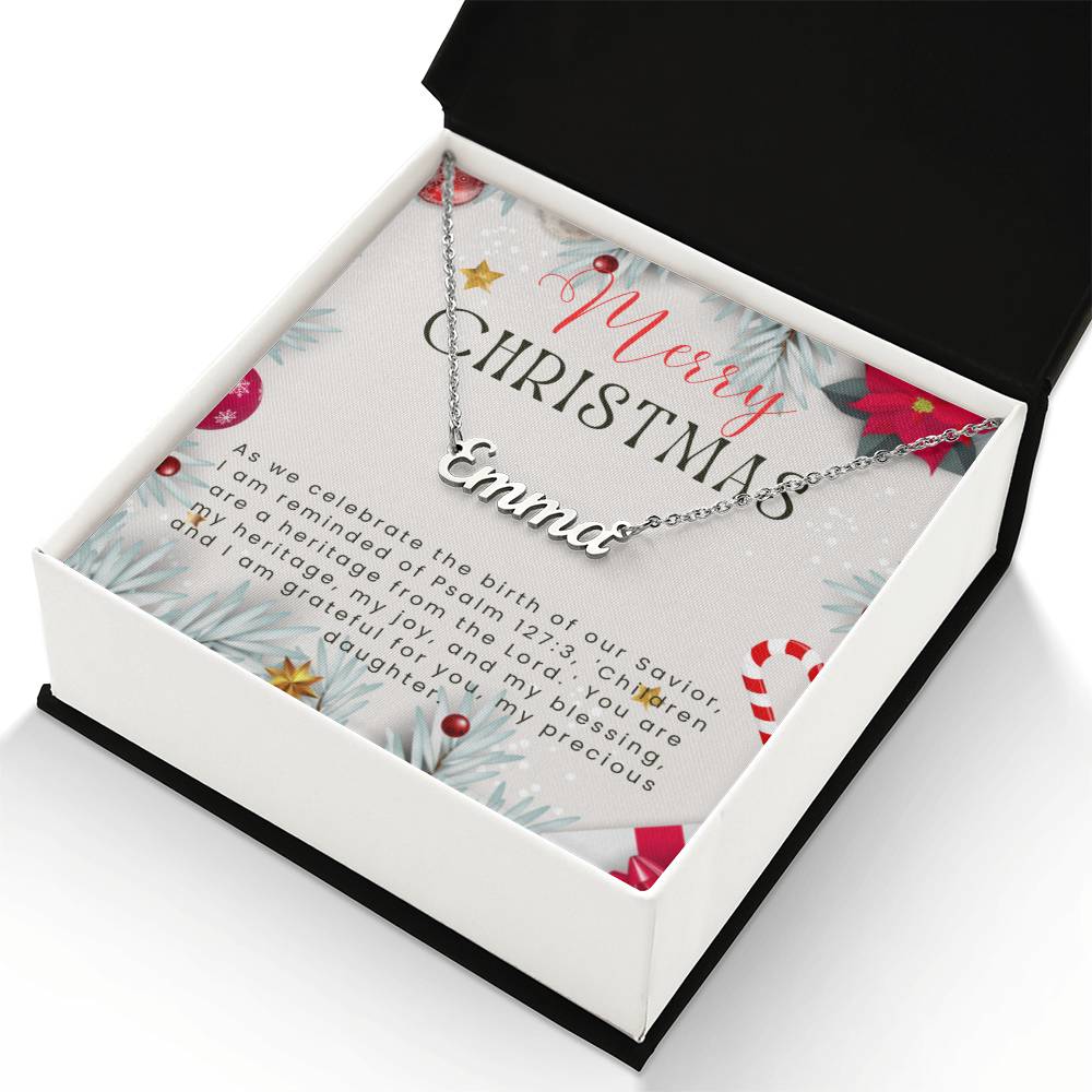 Personalised Name Necklace For Daughter ~Psalm 127:3~ (Horizontal)
