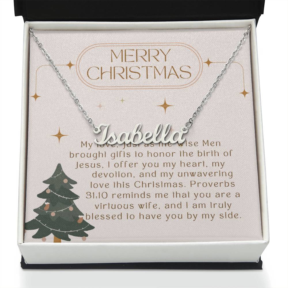 Personalised Name Necklace For Wife ~Proverbs 31:10~ (Horizontal)