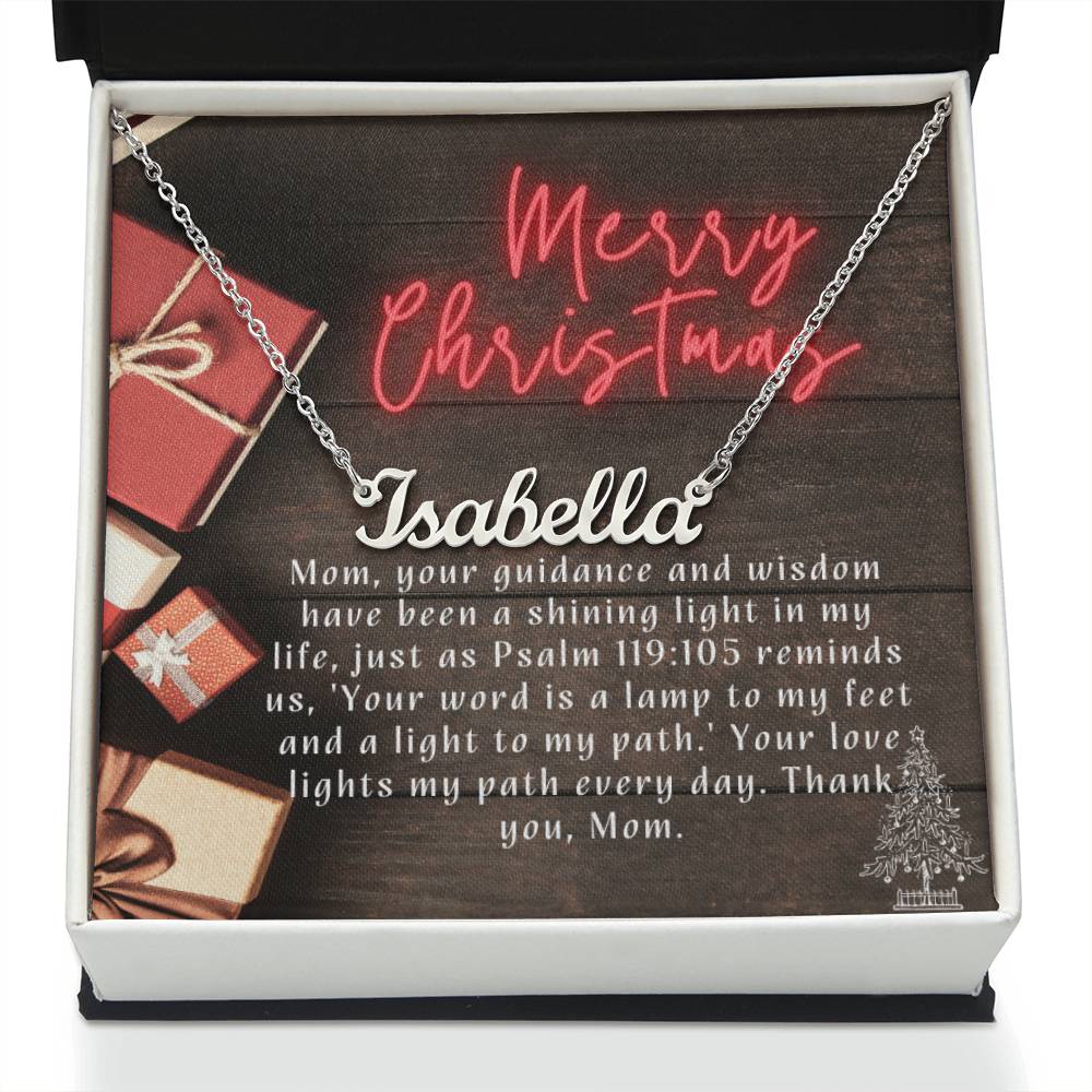 Personalised Name Necklace For Mom ~Psalm 119:105~ (Horizontal)