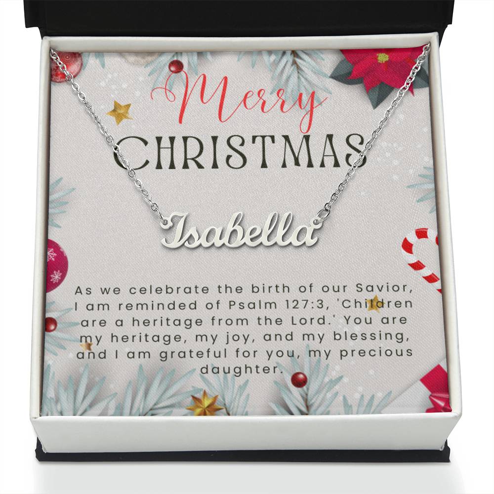 Personalised Name Necklace For Daughter ~Psalm 127:3~ (Horizontal)
