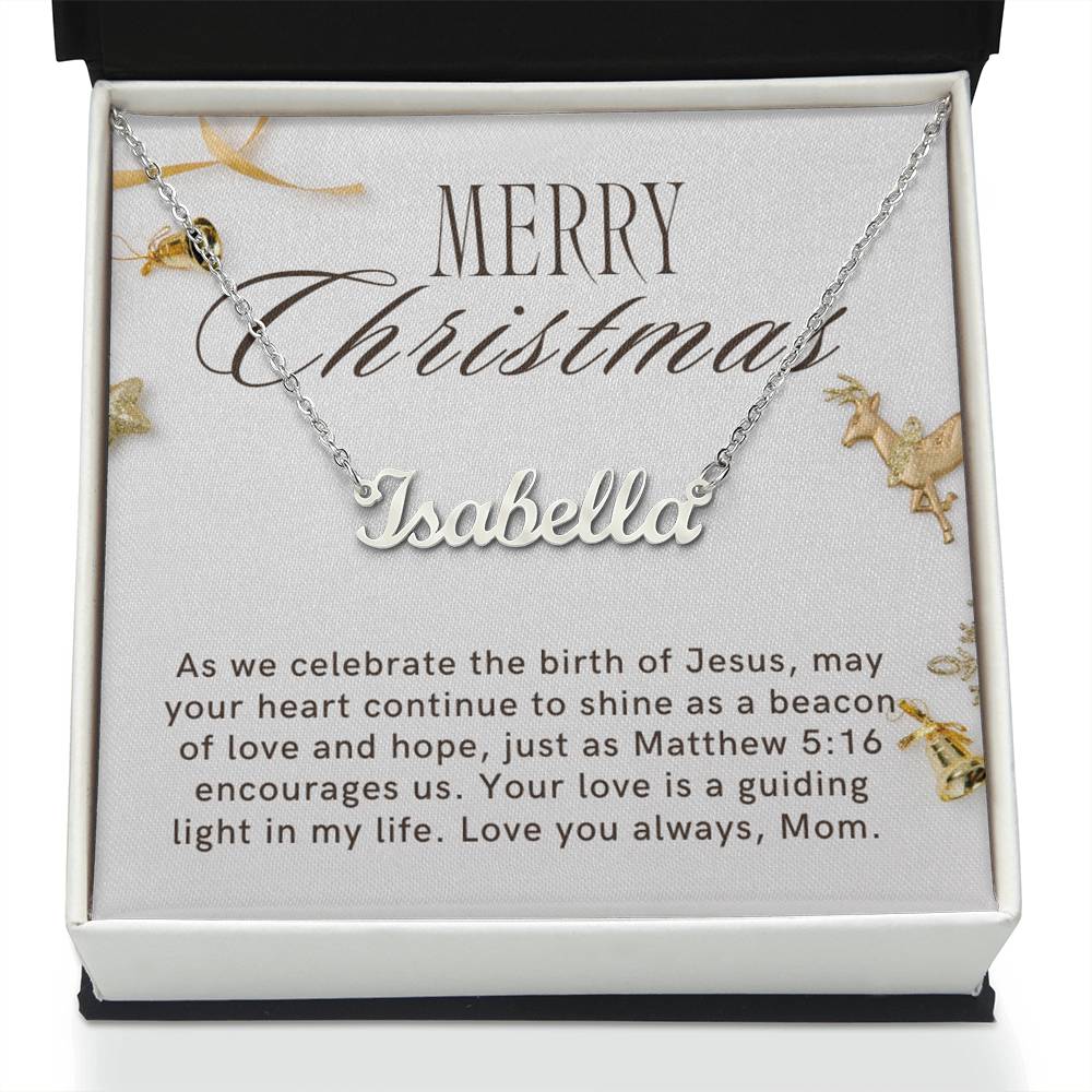 Personalised Name Necklace For Mom ~Matthew 5:16~ (Horizontal)
