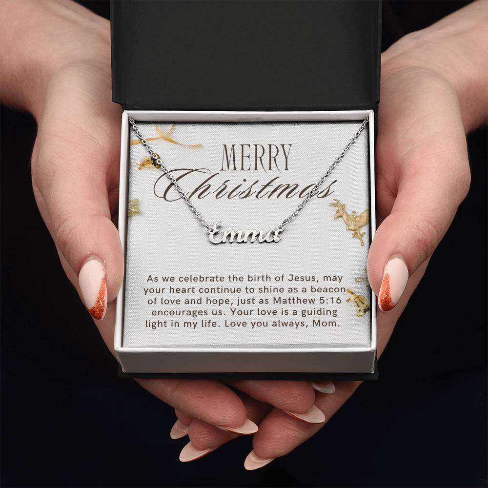 Personalised Name Necklace For Mom ~Matthew 5:16~ (Horizontal)