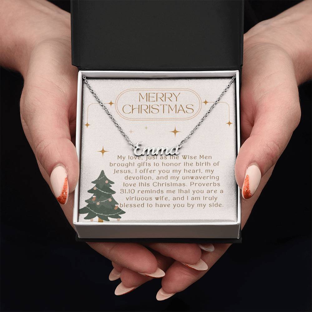 Personalised Name Necklace For Wife ~Proverbs 31:10~ (Horizontal)