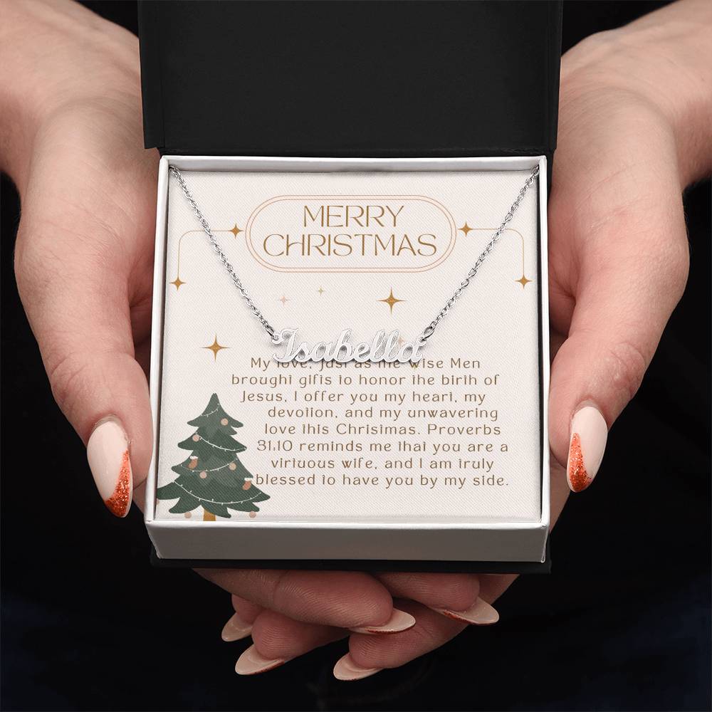 Personalised Name Necklace For Wife ~Proverbs 31:10~ (Horizontal)