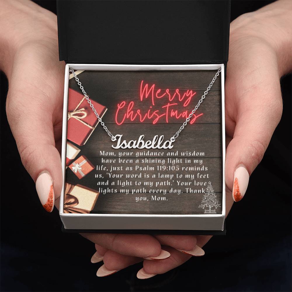 Personalised Name Necklace For Mom ~Psalm 119:105~ (Horizontal)