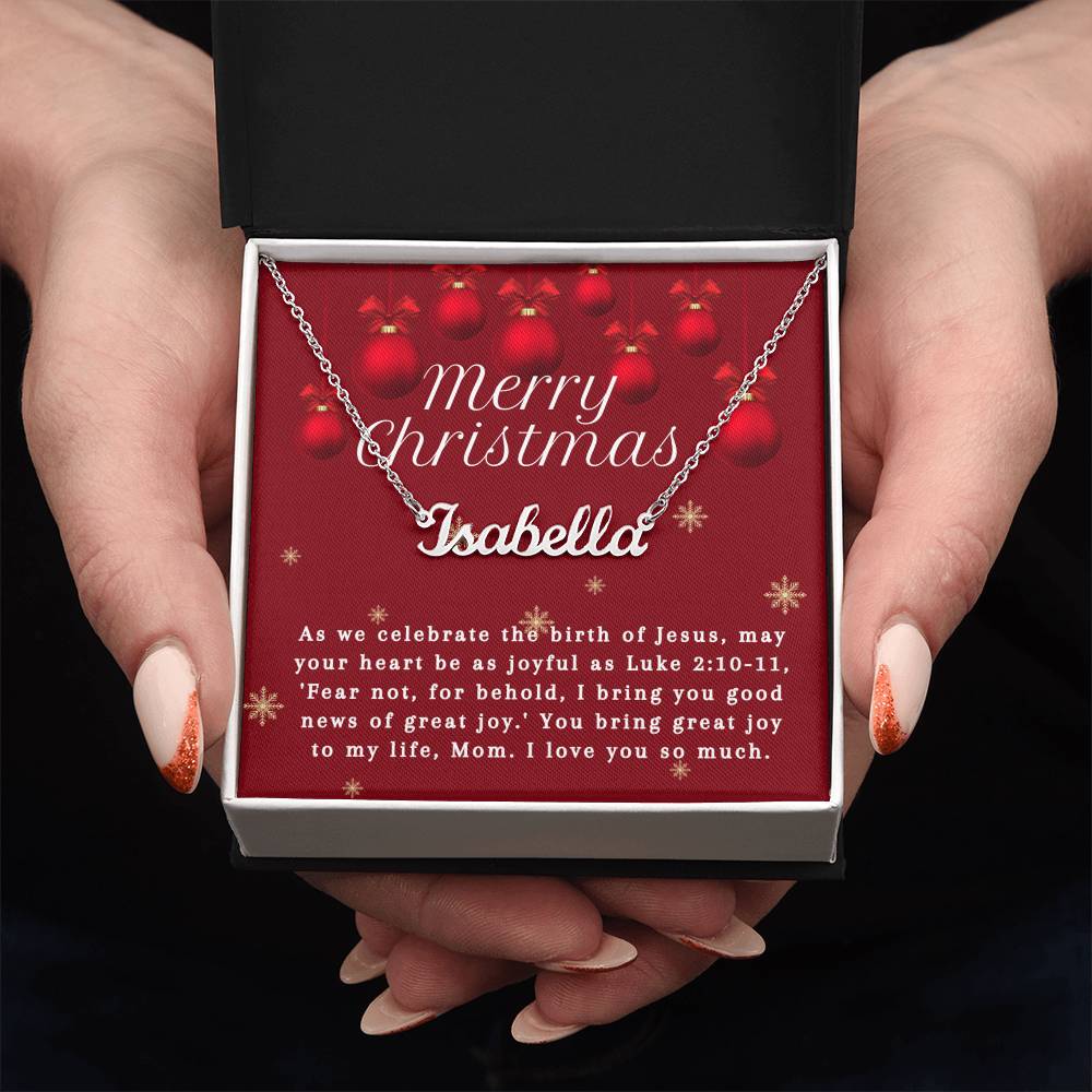 Personalised Name Necklace For Mom ~Luke 2:10-11~ (Horizontal)