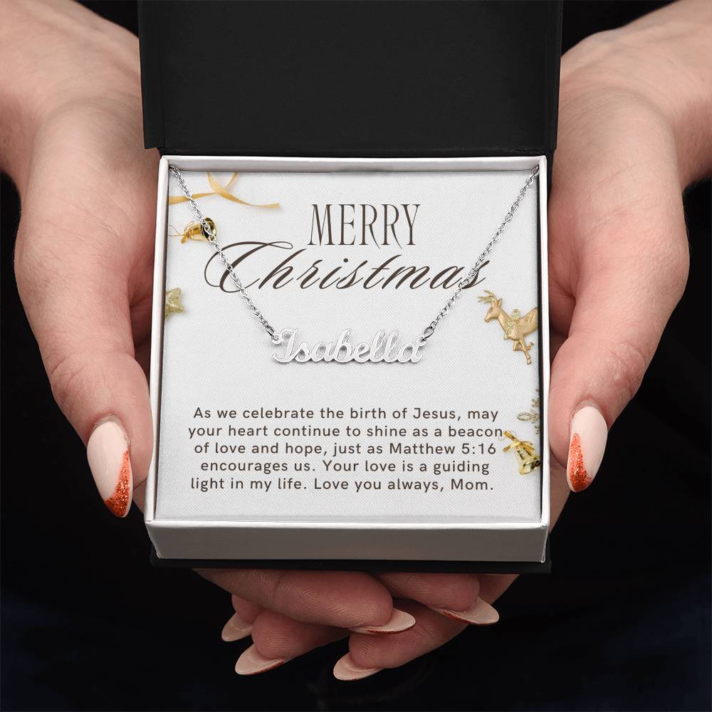 Personalised Name Necklace For Mom ~Matthew 5:16~ (Horizontal)