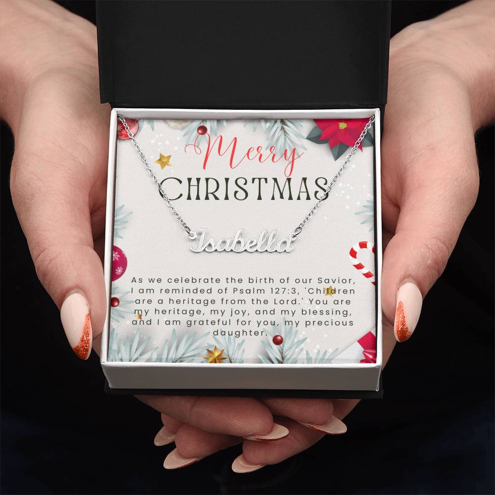 Personalised Name Necklace For Daughter ~Psalm 127:3~ (Horizontal)