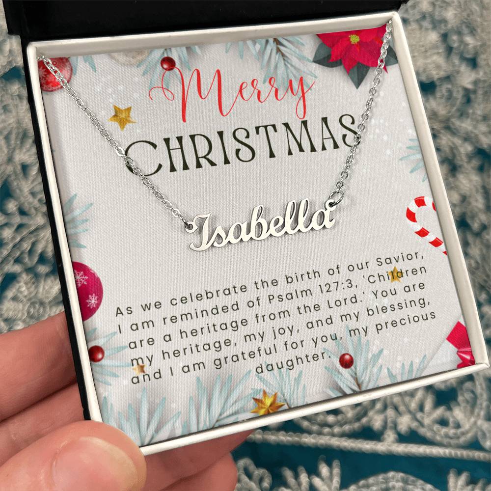 Personalised Name Necklace For Daughter ~Psalm 127:3~ (Horizontal)