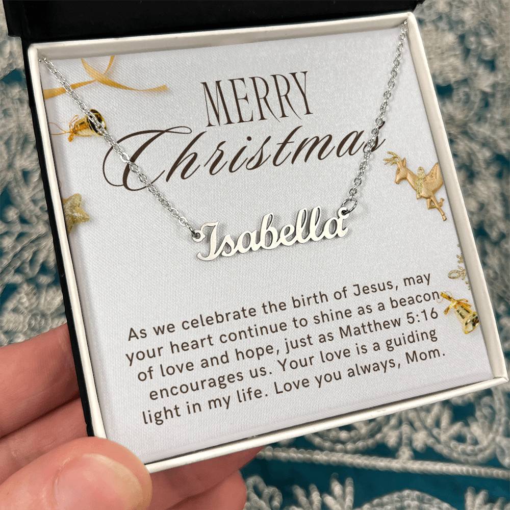 Personalised Name Necklace For Mom ~Matthew 5:16~ (Horizontal)