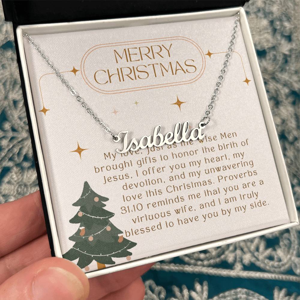 Personalised Name Necklace For Wife ~Proverbs 31:10~ (Horizontal)