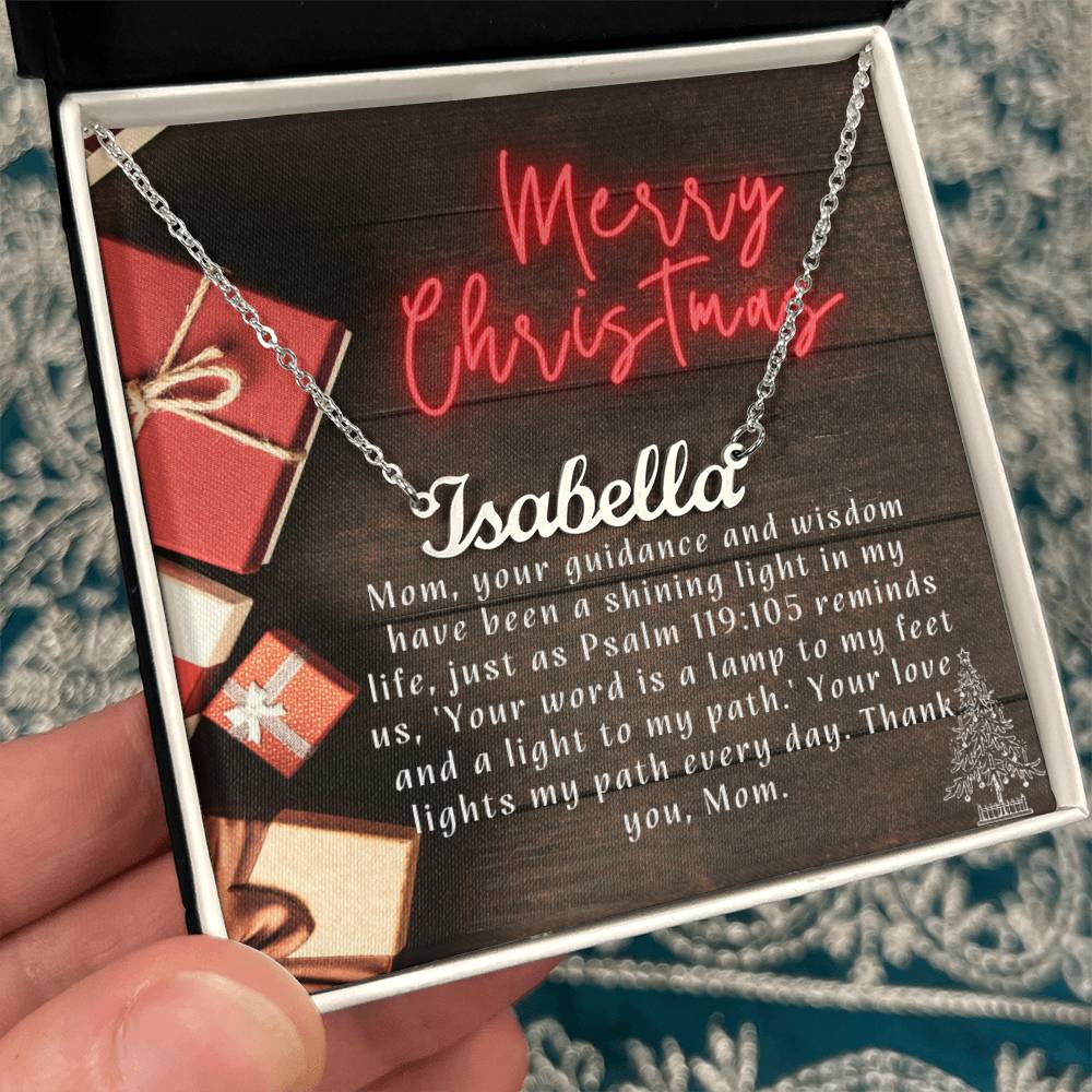 Personalised Name Necklace For Mom ~Psalm 119:105~ (Horizontal)