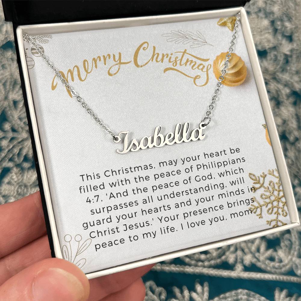Personalised Name Necklace For Mom ~Philippians 4:7~ (Horizontal)