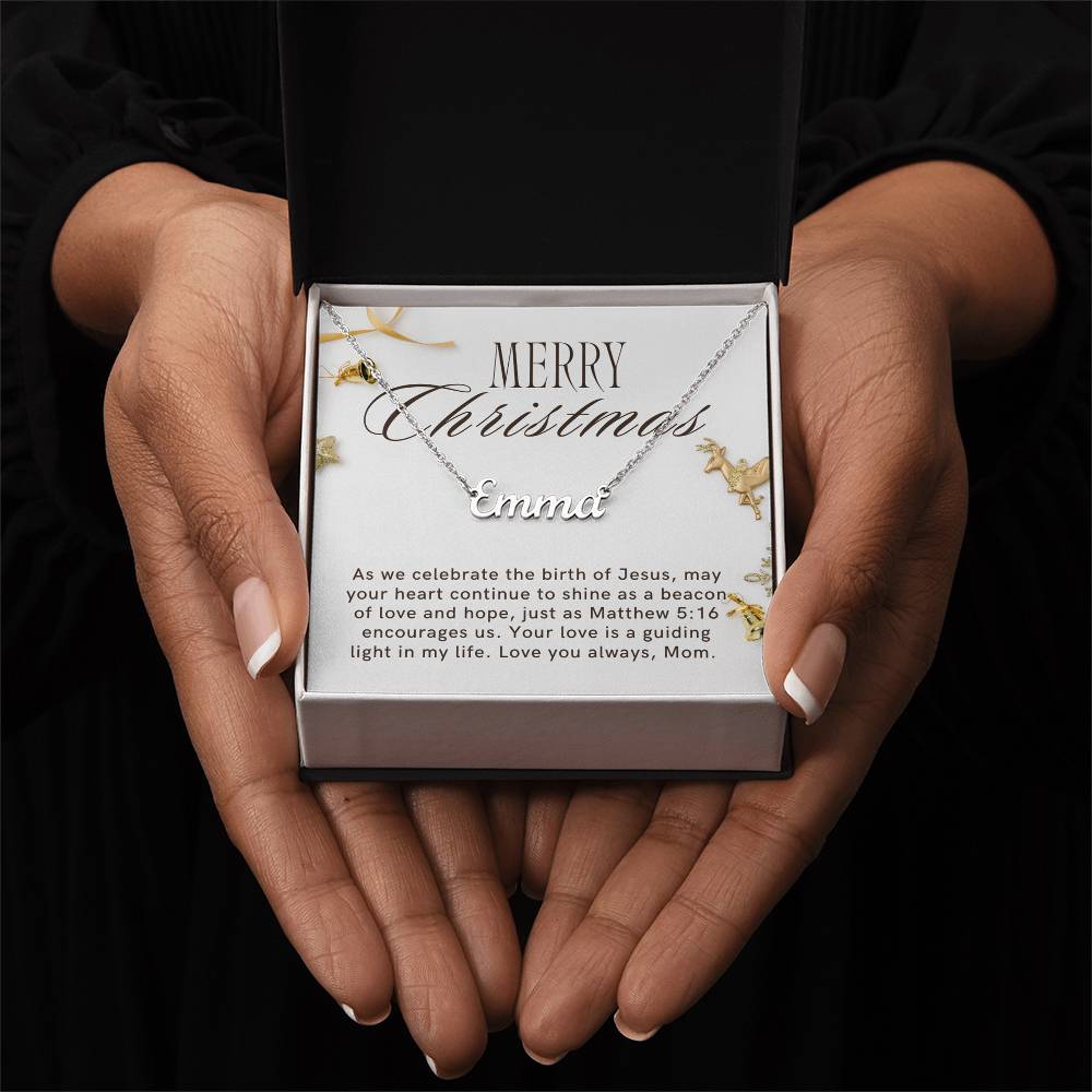 Personalised Name Necklace For Mom ~Matthew 5:16~ (Horizontal)