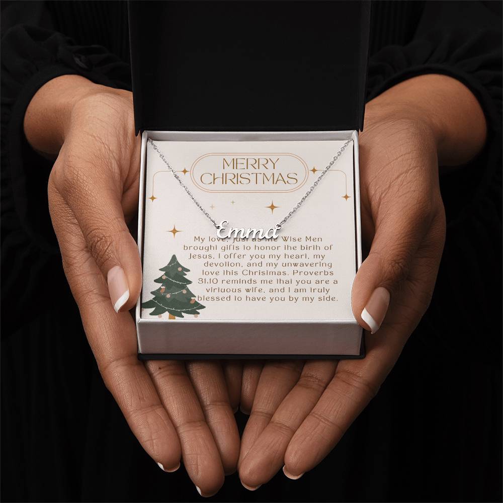 Personalised Name Necklace For Wife ~Proverbs 31:10~ (Horizontal)