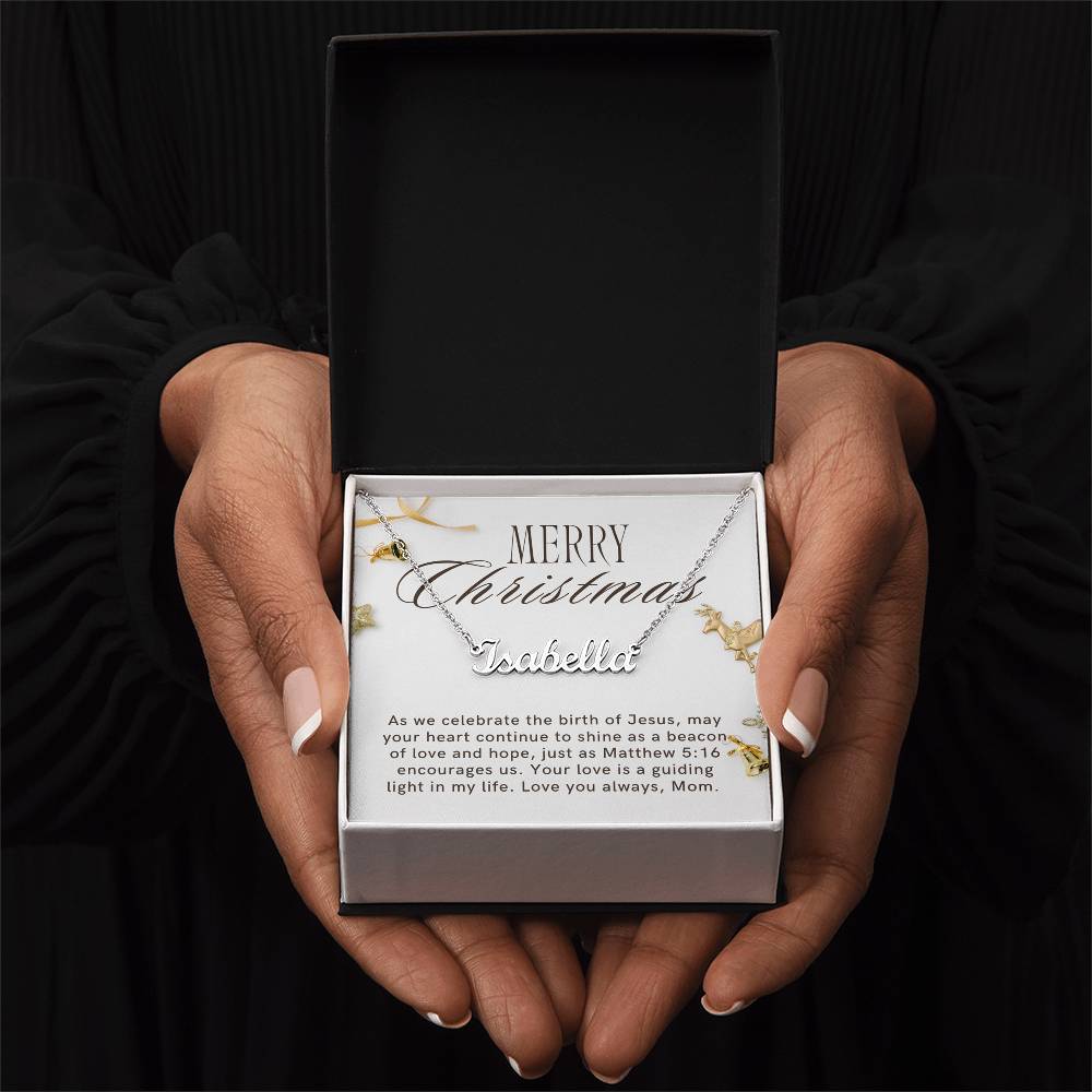 Personalised Name Necklace For Mom ~Matthew 5:16~ (Horizontal)