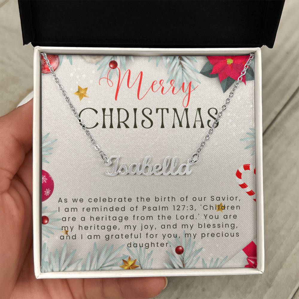 Personalised Name Necklace For Daughter ~Psalm 127:3~ (Horizontal)