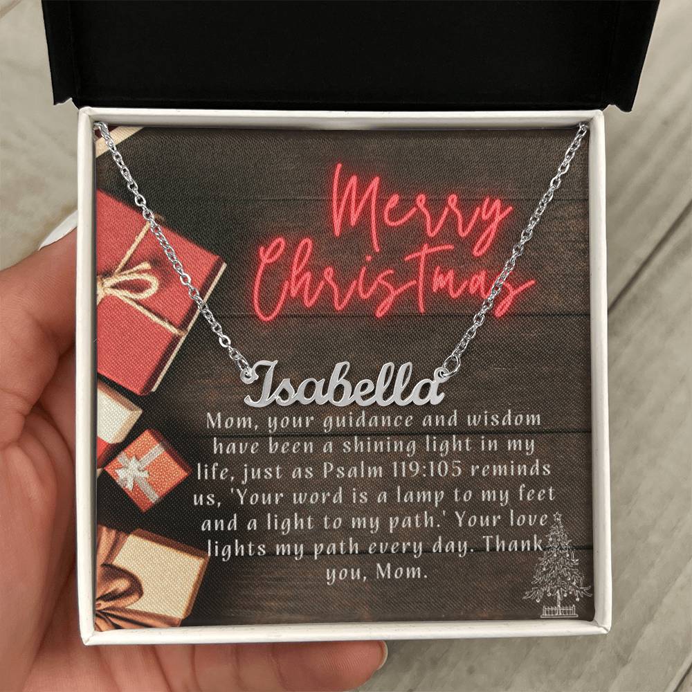 Personalised Name Necklace For Mom ~Psalm 119:105~ (Horizontal)