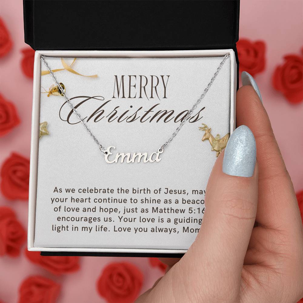 Personalised Name Necklace For Mom ~Matthew 5:16~ (Horizontal)