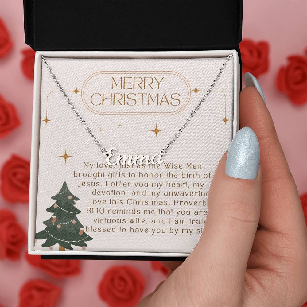 Personalised Name Necklace For Wife ~Proverbs 31:10~ (Horizontal)