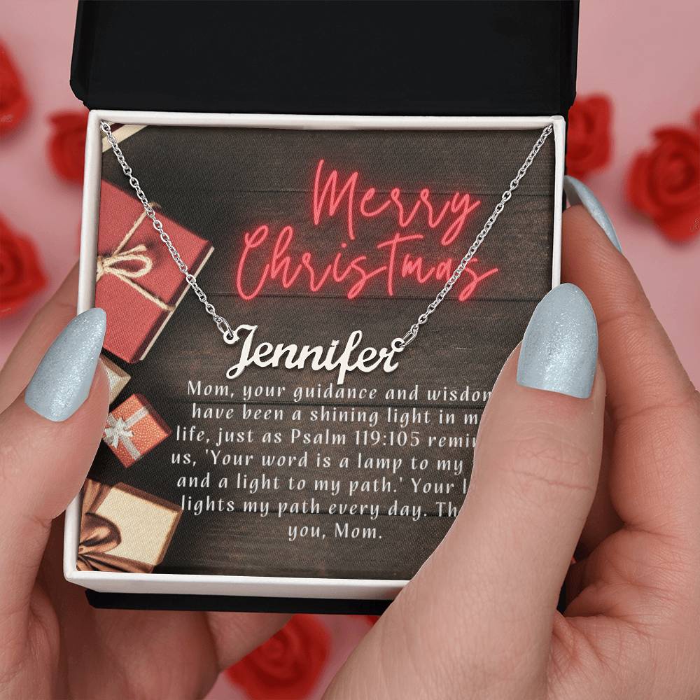 Personalised Name Necklace For Mom ~Psalm 119:105~ (Horizontal)
