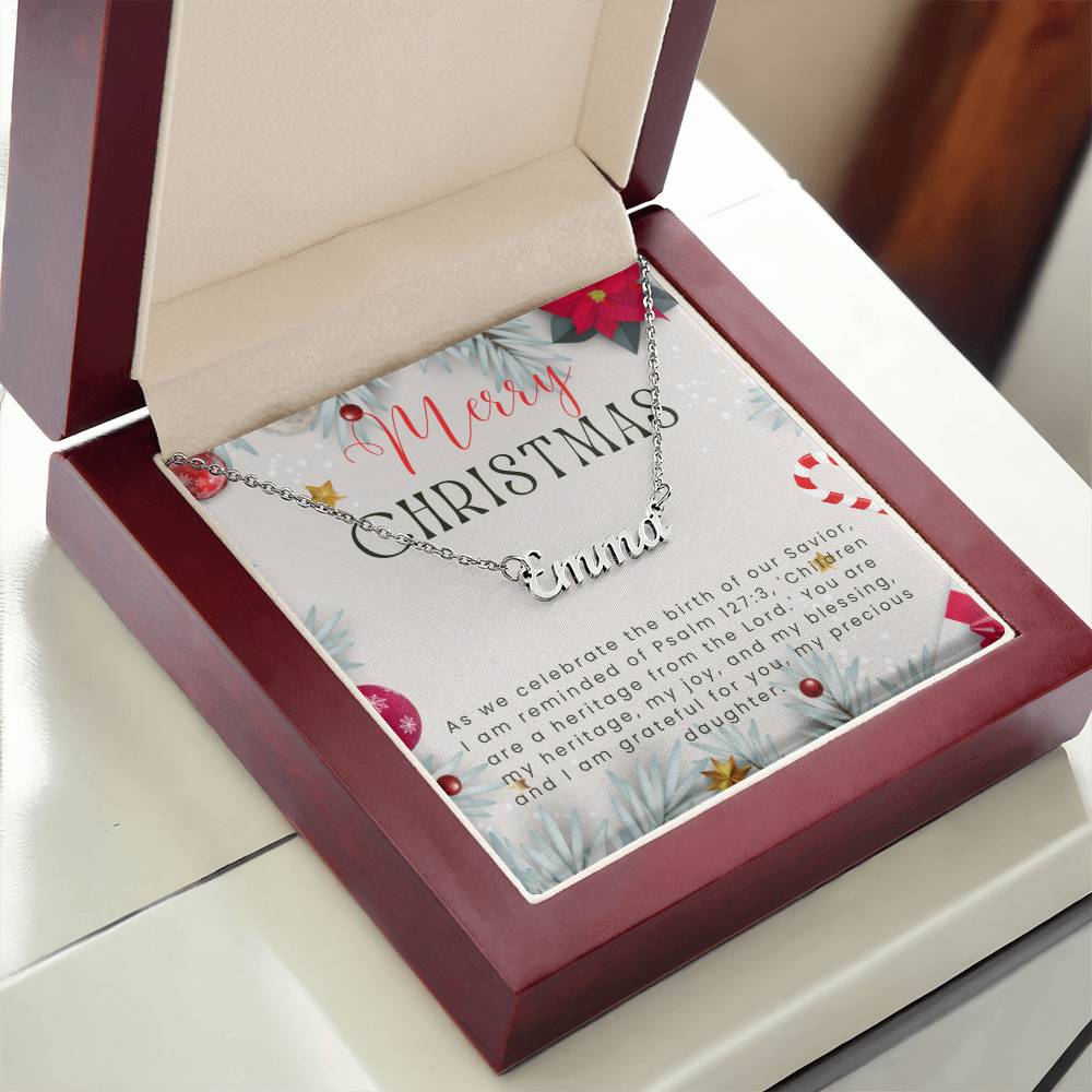 Personalised Name Necklace For Daughter ~Psalm 127:3~ (Horizontal)