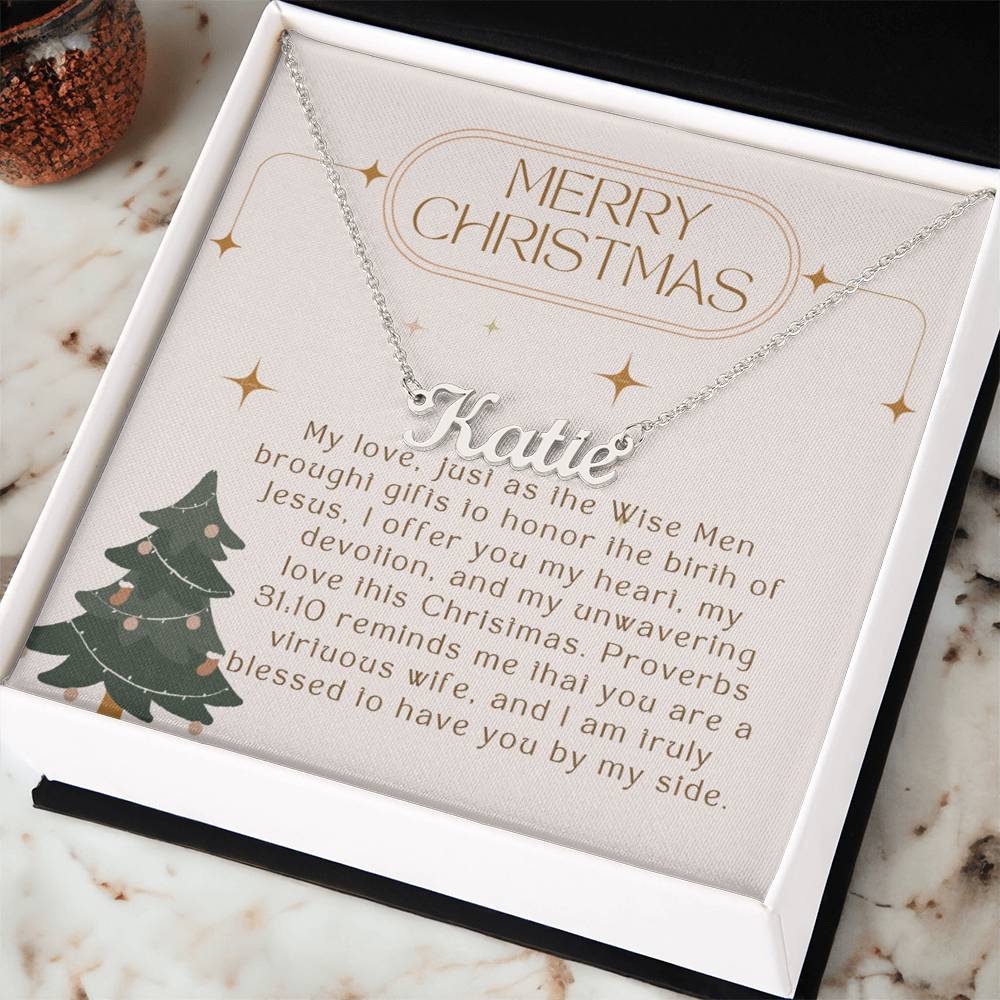 Personalised Name Necklace For Wife ~Proverbs 31:10~ (Horizontal)