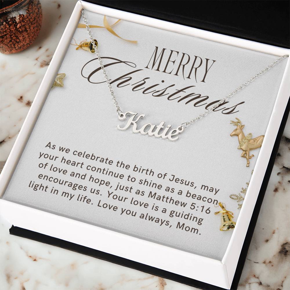 Personalised Name Necklace For Mom ~Matthew 5:16~ (Horizontal)