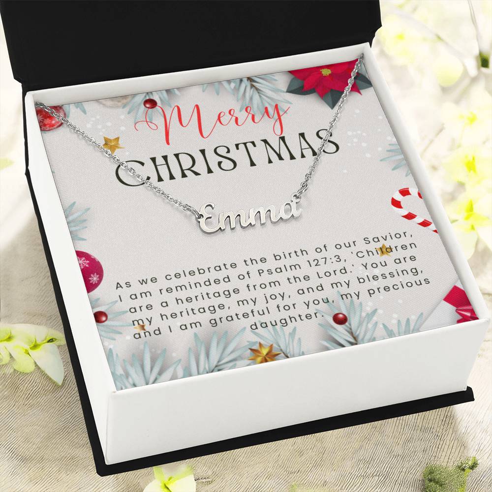 Personalised Name Necklace For Daughter ~Psalm 127:3~ (Horizontal)