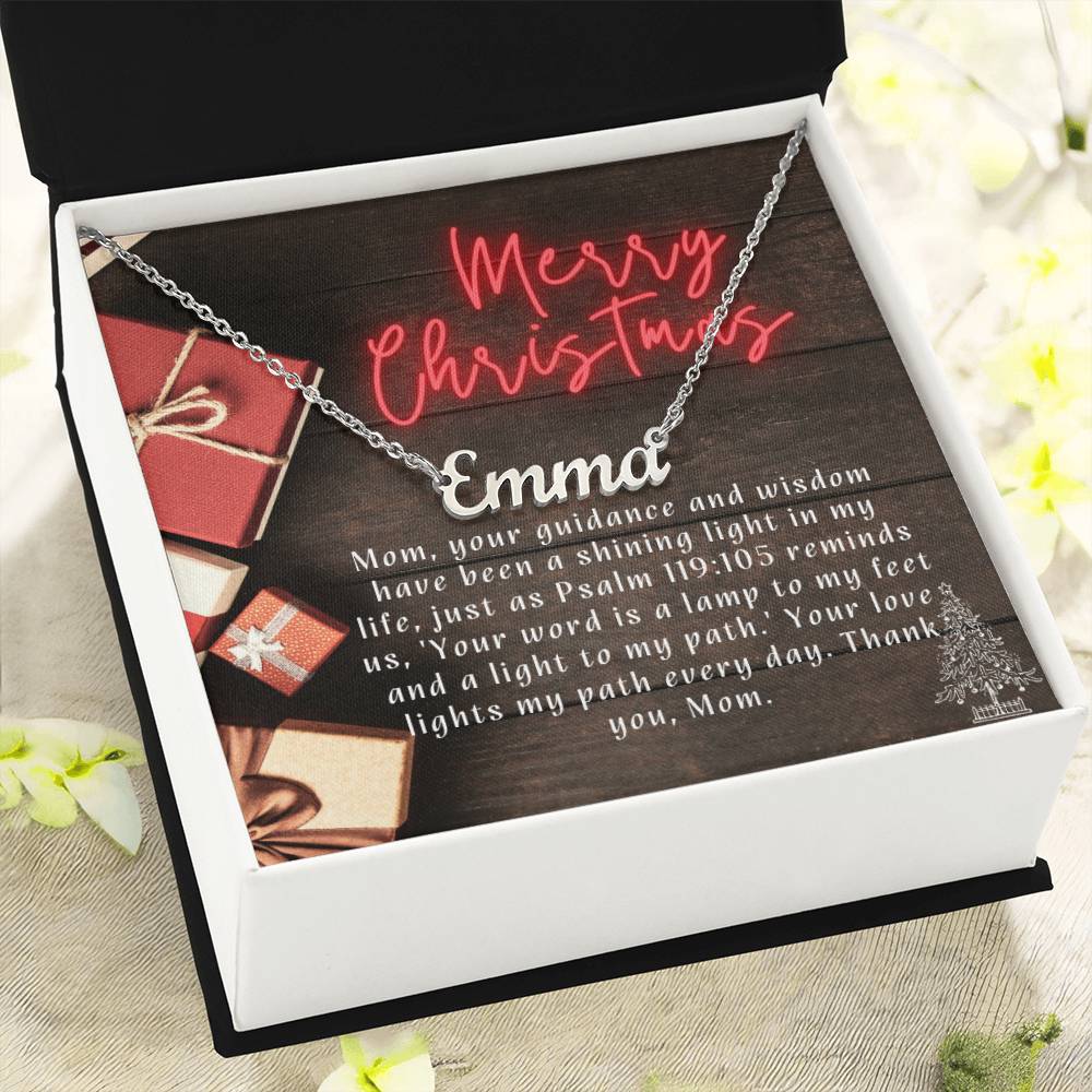 Personalised Name Necklace For Mom ~Psalm 119:105~ (Horizontal)