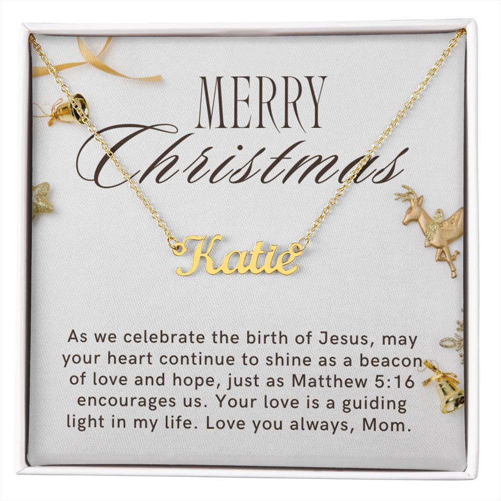 Personalised Name Necklace For Mom ~Matthew 5:16~ (Horizontal)