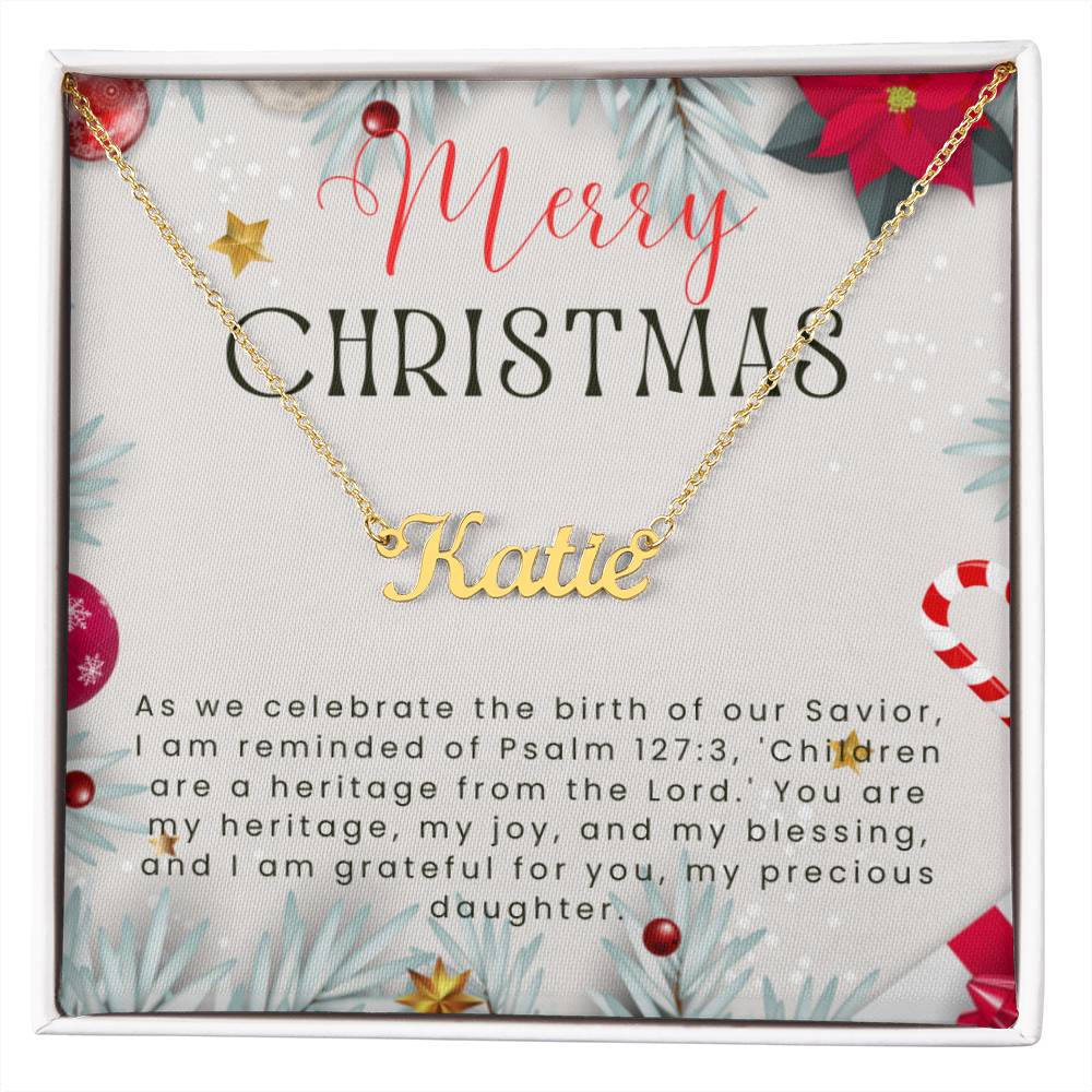 Personalised Name Necklace For Daughter ~Psalm 127:3~ (Horizontal)