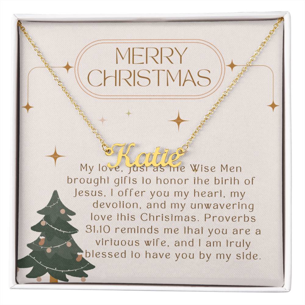 Personalised Name Necklace For Wife ~Proverbs 31:10~ (Horizontal)
