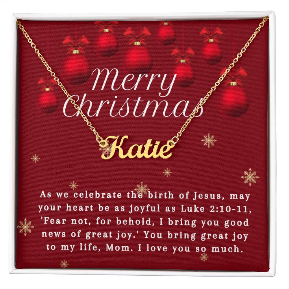 Personalised Name Necklace For Mom ~Luke 2:10-11~ (Horizontal)