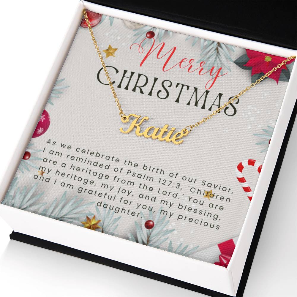 Personalised Name Necklace For Daughter ~Psalm 127:3~ (Horizontal)