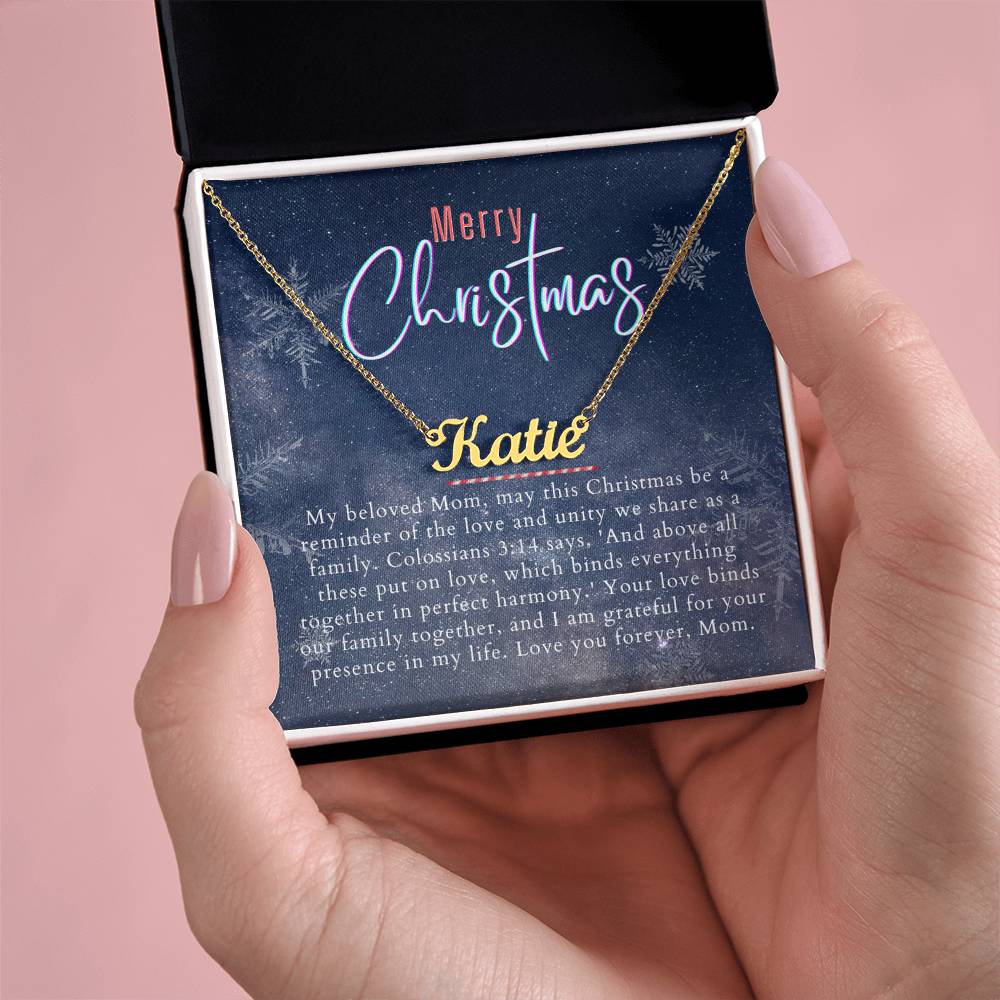 Personalised Name Necklace For Mom ~Colossians 3:14~ (Horizontal)